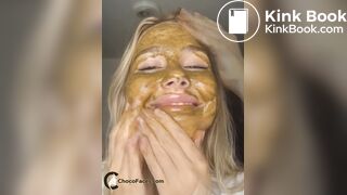 18yo Blonde Smearing Shit on Her Cute Face