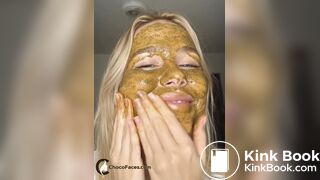 18yo Blonde Smearing Shit on Her Cute Face