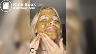 18yo Blonde Smearing Shit on Her Cute Face