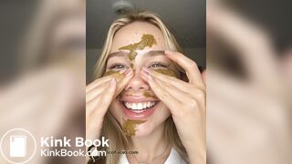 18yo Blonde Smearing Shit on Her Cute Face