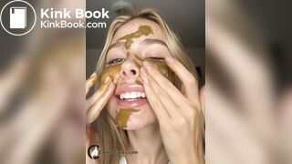 18yo Blonde Smearing Shit on Her Cute Face