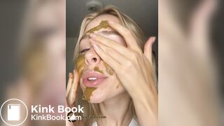 18yo Blonde Smearing Shit on Her Cute Face