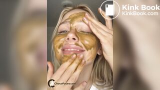 18yo Blonde Smearing Shit on Her Cute Face