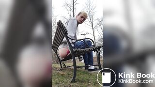 Twink Shitting on a Public Bench by the Road