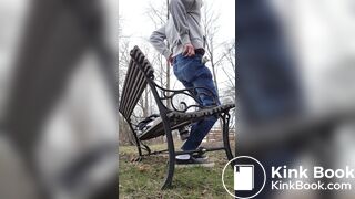 Twink Shitting on a Public Bench by the Road