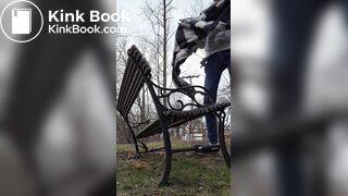 Twink Shitting on a Public Bench by the Road
