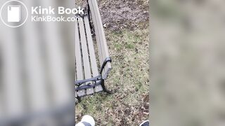 Twink Shitting on a Public Bench by the Road