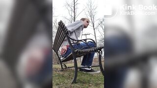 Twink Shitting on a Public Bench by the Road