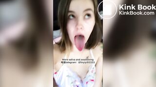 The girl's beautiful tongue and saliva 3