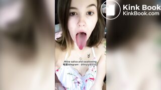 The girl's beautiful tongue and saliva 3