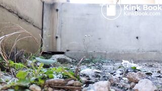 Japanese Guy Pissing and Shitting in His Backyard