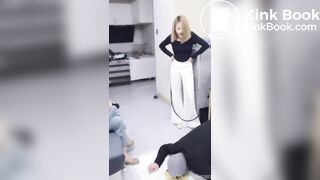 Three chinese mistress feeding slave