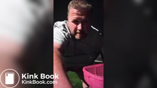 Fat Gay Kenneth Evensen Play with Shit