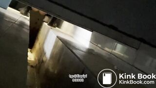 Beautiful woman poops in the toilet