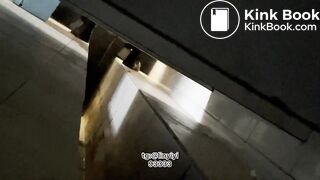 Beautiful woman poops in the toilet