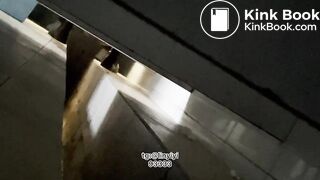 Beautiful woman poops in the toilet