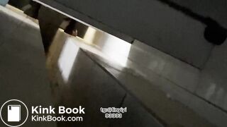 Beautiful woman poops in the toilet