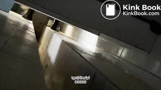 Beautiful woman poops in the toilet