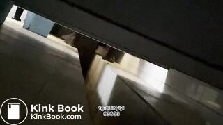 Beautiful woman poops in the toilet