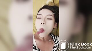 Girl's sexy long tongue