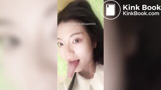 Girl's sexy long tongue