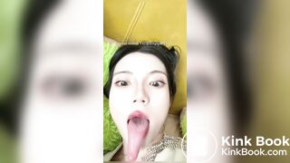 Girl's sexy long tongue