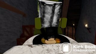 An Ogre Woman destroys the toilet