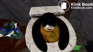An Ogre Woman destroys the toilet