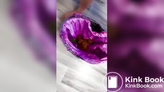 redhead poops in a trashcan