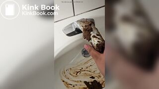 Public bathroom scat vandalism