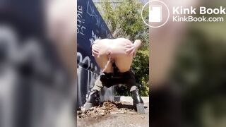 Big piss and shit outdoors