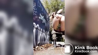 Big piss and shit outdoors