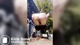 Big piss and shit outdoors