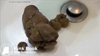 Sexy girl poops in sink