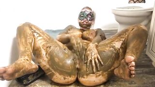 lovely lady smears poop all over