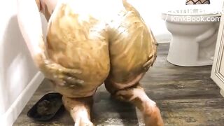 lovely lady smears poop all over