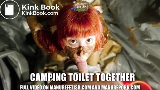 Camping Toilet Together - couple scat play with shit