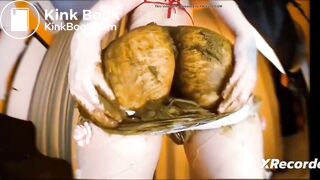 Hot girl poops her plastic pants and smears shit
