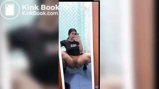 Latina shits in the mirror