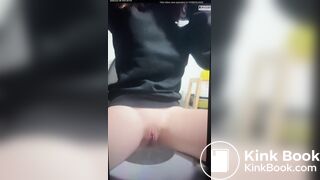cute constipated girl pushing out with a nice plop