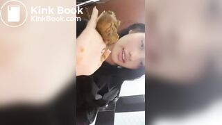 Latina licking and smearing