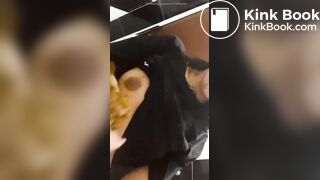 Latina licking and smearing