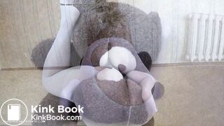 Girl rubin her pussy on teddy bear