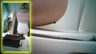 Blonde woman big dump in public toilet voyeur