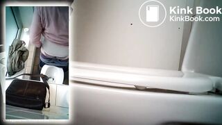 Blonde woman big dump in public toilet voyeur