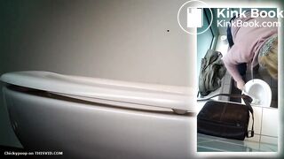 Blonde woman big dump in public toilet voyeur