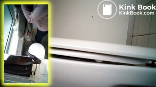 Blonde woman big dump in public toilet voyeur