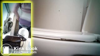Blonde woman big dump in public toilet voyeur