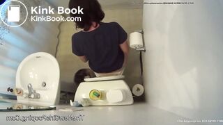 Girl after work do big poop in home toilet