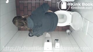 Girl big diarrhea in public toilet